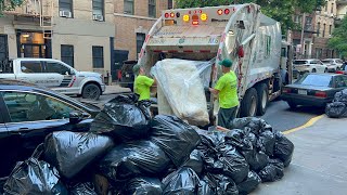 DSNY Garbage Truck Packing NYC’s Massive Trash Bag Piles [upl. by Almena969]