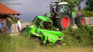 Unfall mit 7 Tonnen Baumaschine schwierige Bergung Merlo P 307 EVS Telescopic 1162012FullHD [upl. by Fidellia]