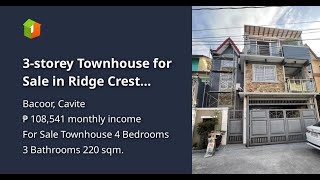 3storey Townhouse for Sale in Ridge Crest MolinoPaliparan Road Bacoor Cavite [upl. by Aihsenat]