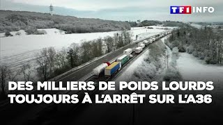 Neige  des milliers de poids lourds toujours à larrêt sur lA36｜TF1 INFO [upl. by Anderegg]