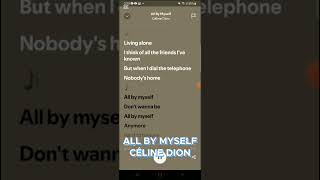 All by myself CÉLINE DION Lyrics [upl. by Yelekalb]