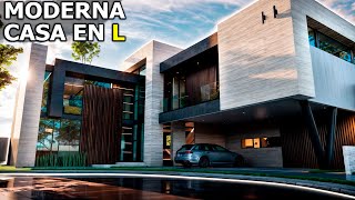 IMPRESIONANTE CASA MODERNA en L con 4 Habitaciones [upl. by Shandie]