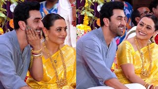 Alia Bhatt Rani Mukerji seen chatting with Ranbir Kapoor during Durga Puja 2024 [upl. by Kennan704]