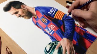 Drawing Lionel Messi Barcelona • Time Lapse [upl. by Schweiker559]