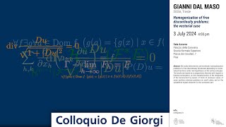 Colloquio De Giorgi  Homogenisation of free discontinuity problems the vectorial case [upl. by Verner]