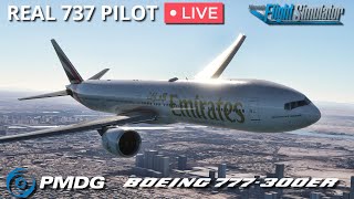 Real 737 Pilot LIVE  Flying the PMDG 777300ER in Microsoft Flight Simulator [upl. by Lunseth728]