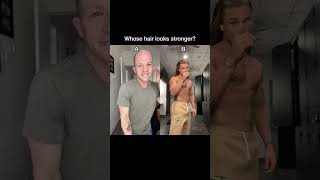 WHOSE HAIR LOOKS STRONGER 💪 hair hairstyle haircare shorts funny [upl. by Tanberg986]