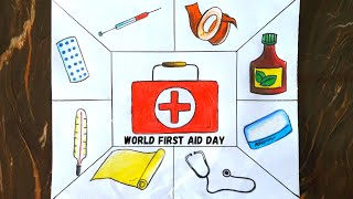 World first aid day drawingworld first aid day poster drawingeasy first aid day drawing [upl. by Misa]