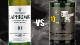 Laphroaig 10 vs Port Charolotte 10 Islay Single Malt Scotch Whisky [upl. by Kamila]