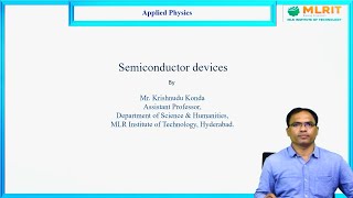 LEC01 Applied Physics  Semiconductor Devices by Mr Krishnudu Konda [upl. by Teraj]