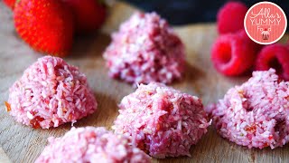 No Bake Strawberry Macaroons  Raw Food recipes  Десертные шарики с клубникой [upl. by Hintze]