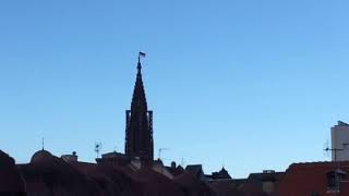 Le drapeau Rot und Wiss sur la cathédrale de Strasbourg [upl. by Yannodrahc]