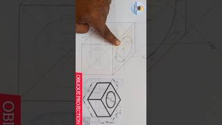 OBLIQUE CIRCLE ON A BOX IN OBLIQUE PROJECTION IN TECHNICAL DRAWING AND ENGINEERING DRAWING [upl. by Sucramaj]