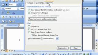 Word 2003 Tutorial Changing Toolbar amp Menu Bar Options Microsoft Office Training Lesson 301 [upl. by Warner]