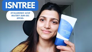 ISNTREE  Hyaluronic Acid Watery Sun Gel SPF50 Review and Demo for sensitive skin [upl. by Partridge532]