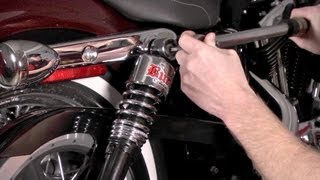 How to Install Rear Shocks on a HarleyDavidson by JampP Cycles [upl. by Kapeed858]