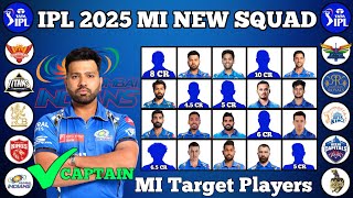 Mumbai Indians New Squad For IPL 2025 🎯 [upl. by Katherin]