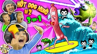 SHAWN plays HOT DOG HERO 😆 Bendy amp Hello Neighbor get Eaten FGTEEV 3in1 Games w Venom [upl. by Abbotsen]