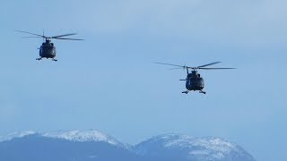 2 RNoAF Bell 412 lowpass at Stord airport march 2018 [upl. by Ahsaetan]