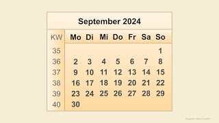 Kalender September 2024 [upl. by Tema110]