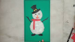 Cotton pasting Snowman  Snowman by Cotton pasting [upl. by Larry]