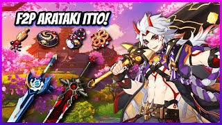 Arataki Itto Build F2P Level 90  Genshin Impact [upl. by Yenruoj]