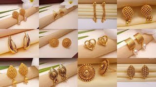 Stud Gold Earrings Designs with Price and Weight  Gold Studs Designs Indhus Jewellery collection [upl. by Oswell541]