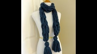 Episode 45 How to Make the Arm Knit Tassel Scarf [upl. by Neelhtakyram]