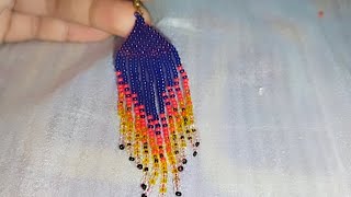 Brick stitch fringe DIY beautiful earrings step by step Jewellery making [upl. by Questa]