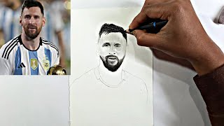 Hyper realistic Pencil sketch drawing of Messi easy step by step for beginners [upl. by Lacagnia]