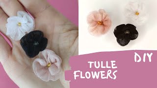 Tulle Flowers DIY l How to Make Fabric Flowers [upl. by Yruok592]