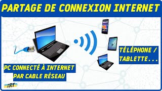 Comment partager la connexion Internet dun PC connecté par câble réseau vers un Téléphone Tuto [upl. by Ahsennod600]