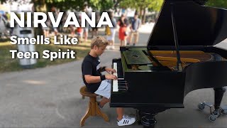 NIRVANA Smells Like Teen Spirit  Street Piano Performance by David Leon Piano in Public [upl. by Ariella]