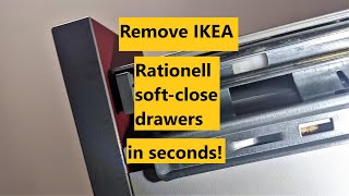 IKEA Rationell kitchen drawer secret lever How to remove softclose drawers from slider rails [upl. by Lohcin]