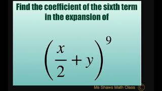 Find coefficient of sixth term in binomial expansion of x2 y9 Binomial Theorem [upl. by Henebry]