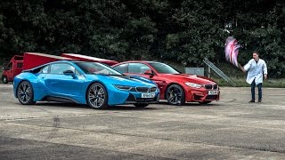 BMW i8 vs BMW M4  Top Gear [upl. by Ahsiyk206]