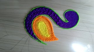 Easy and attractive peacock rangoli designs for diwali  rangoli tricks  peacock rangoli designs [upl. by Jacki]