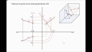 4SISTEMA DIÉDRICO RECTA PERPENDICULAR A RECTA 2 [upl. by Erfert]