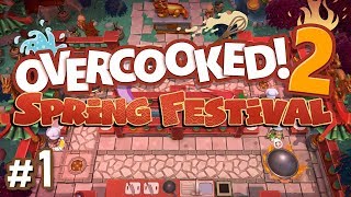 Overcooked 2 Spring Festival  1  DELICIOUS MEEF 4Player Gameplay [upl. by Grochow]