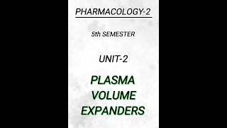 Pharmacology25th semunit2Plasma volume expanders pharmacy pharmacynotes shortsvideo shorts [upl. by Marget]