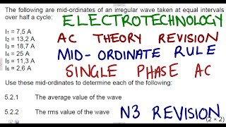 Electrotechnology N3 AC Theory Mid ordinate Rule mathszoneafricanmotives mathswithadmirelightone [upl. by Eignat]