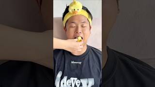 Eat golden chicken candy lemon jelly with rainbow mask skin care challenge day 12 asmr funny [upl. by Drahcir]