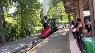 Busch gardens railway 17 Alpen Express arriving at station [upl. by Korney]