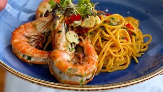 Spaghetti Prawn Aglio Olio Gamberi Recipe By Chef Felix Chong [upl. by Atenek]