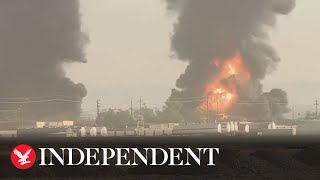 Live Fire at oil refinery in northern Iraq [upl. by Latimore876]