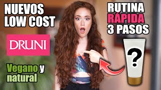 Nuevos LOW COST DRUNI MÉTODO CURLY 😱 RUTINA EXPRÉSS 3 PASOS  VEGANA Y NATURAL  Pelo ONDULADO largo [upl. by Ahsien]