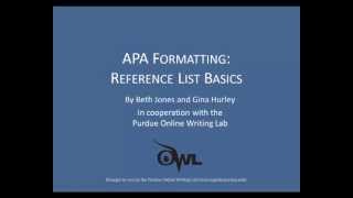 Purdue OWL APA Formatting Reference List Basics [upl. by Tonneson]