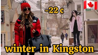 4 k 🇨🇦 winter snow in Kingston ❄️ walking Kingston Canada 🇨🇦 [upl. by Felske]