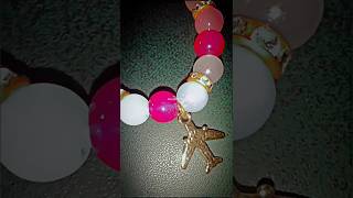 Light Pink Dark Pink Nd White Glass Bead Bracelet With Small Aeroplane ✈️ Charm 🌟 RubabsArt ✨ [upl. by Charyl]