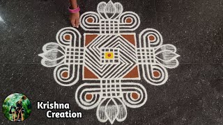 Easy Padi Kolam Design with 6x2x2 dots  Simple Padi Kolam  Beautiful Rangoli  Padi kolam Muggulu [upl. by Delle174]